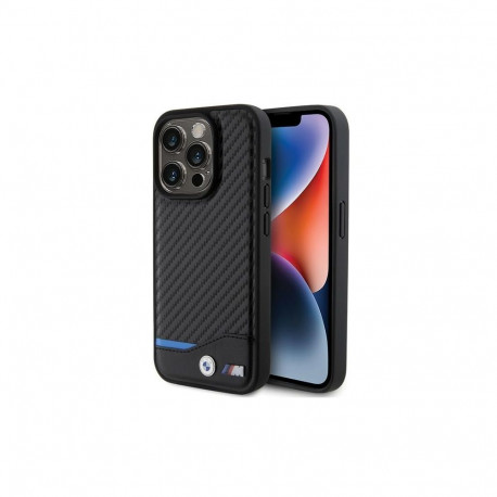 BMW Leather Carbon case for iPhone 15 Pro - black