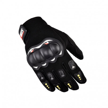 Motorcycle phone gloves with knuckle protector – black