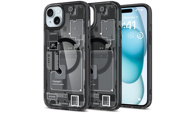 Spigen Ultra Hybrid Mag Case with MagSafe for iPhone 15 Plus - Dark Gray (Zero One Pattern)