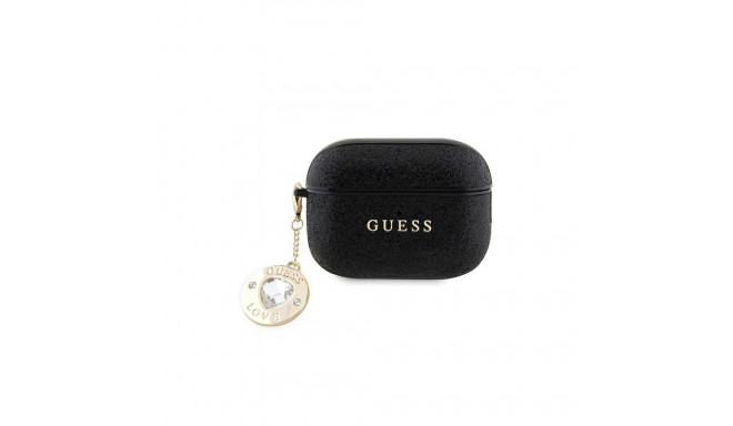 Guess GUAP2PGEHCDK case for AirPods Pro 2 cover - black Fixed Glitter Heart Diamond Charm