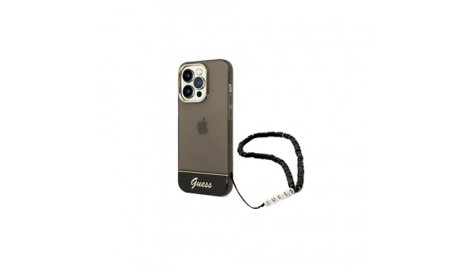 Guess Translucent Pearl Strap Case for iPhone 14 Pro - Black