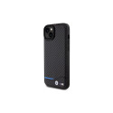 BMW Leather Carbon case for iPhone 15 Plus - black