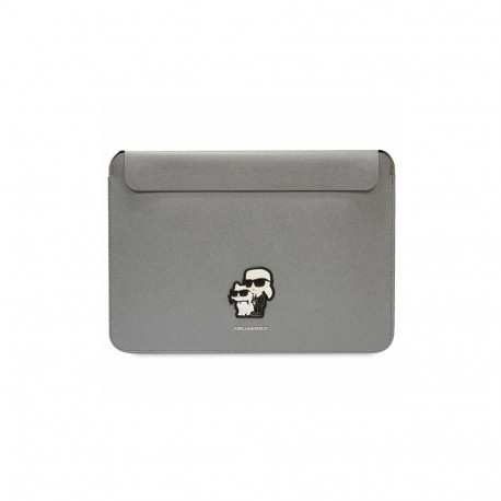 Karl Lagerfeld Saffiano Karl&Choupette case for a 14" laptop - silver
