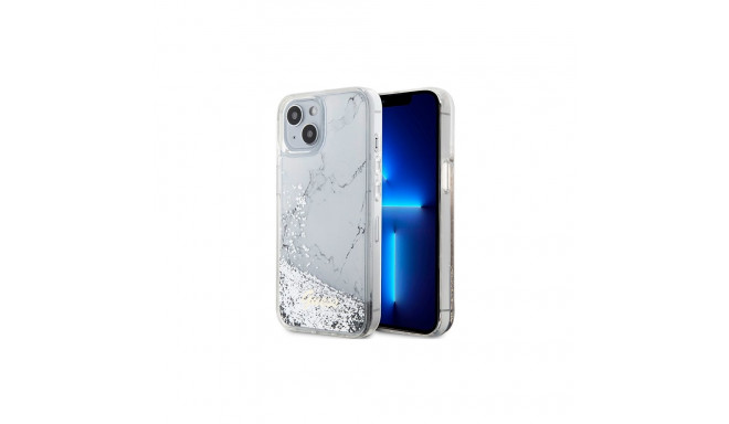 Guess Liquid Glitter Marble case for iPhone 14 - white