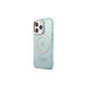Guess Gold Outline Translucent MagSafe case for iPhone 13 Pro / iPhone 13 - blue