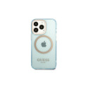 Guess Gold Outline Translucent MagSafe case for iPhone 13 Pro / iPhone 13 - blue