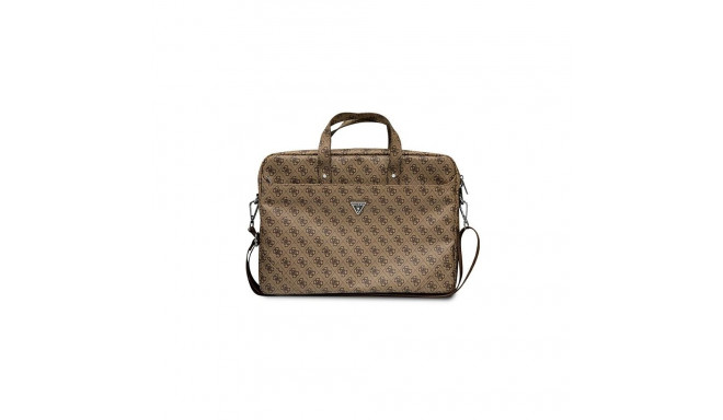 Guess Saffiano 4G Triangle Logo bag for a 16'' laptop - brown