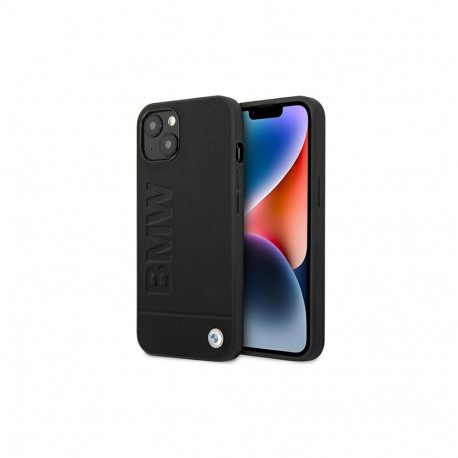 Case BMW BMHCP14MSLLBK iPhone 14 Plus 6.7 "black / black Leather Stamp