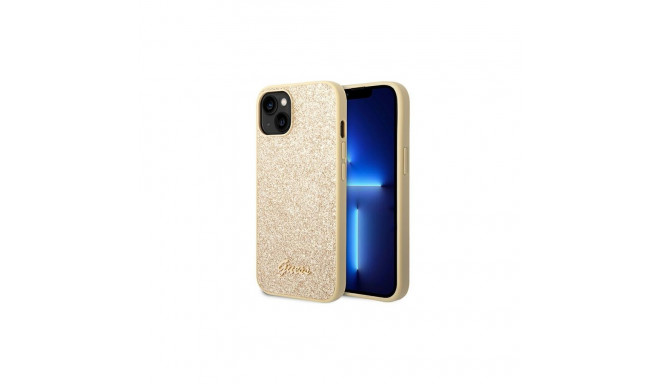 Guess Glitter Script Case for iPhone 14 Plus - Gold