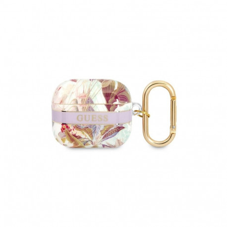 Guess GUA3HHFLU AirPods 3 cover purple/purple Flower Strap Collection
