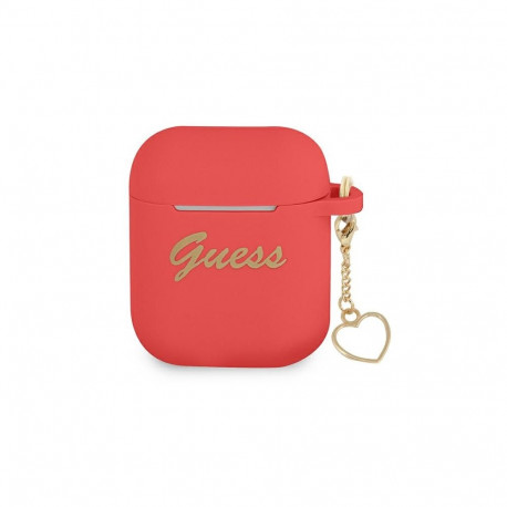 Guess GUA2LSCHSR AirPods cover red/red Silicone Charm Heart Collection