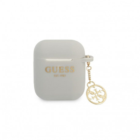 Guess GUA2LSC4EG AirPods cover grey/grey Silicone Charm 4G Collection