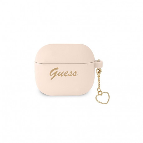 Guess GUA3LSCHSP AirPods 3 cover pink/pink Silicone Charm Heart Collection