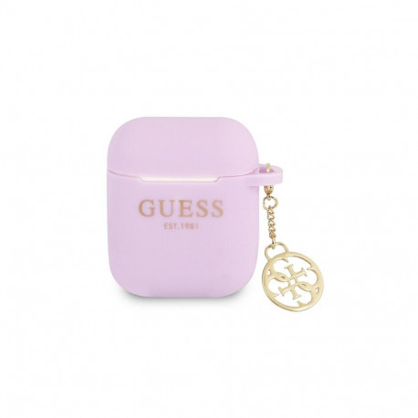 Guess GUA2LSC4EU AirPods 1/2 cover purple/purple Silicone Charm 4G Collection