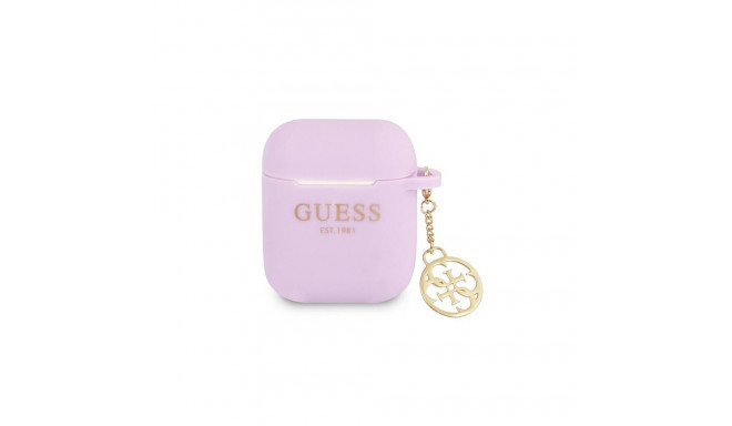 Guess GUA2LSC4EU AirPods 1/2 cover purple/purple Silicone Charm 4G Collection