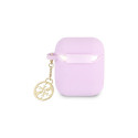 Guess GUA2LSC4EU AirPods 1/2 cover purple/purple Silicone Charm 4G Collection