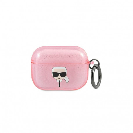 Karl Lagerfeld Glitter Karl's Head Case for AirPods Pro - Pink