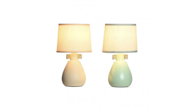 Laualamp DKD Home Decor Kangas Polüester Roheline Kreemikas Keraamika 220 V 40 W (2 Ühikut) (16 x 16