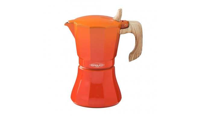 Italian Coffee Pot Oroley Petra Orange Aluminium 9 Cups