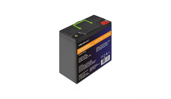 Qoltec LiFePO4 Lithium Iron Phosphate Battery | 12.8V | 24Ah | 307.2Wh | BMS