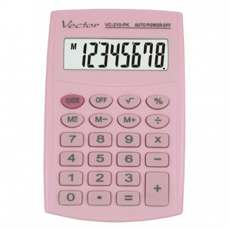 Vector KAV VC-210 PK pocket calculator, 8 digits, 64x98.5 mm, light pink