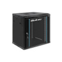 Qoltec 19" RACK cabinet | 12U | 600 x 635 x 450 | Black | Hanging