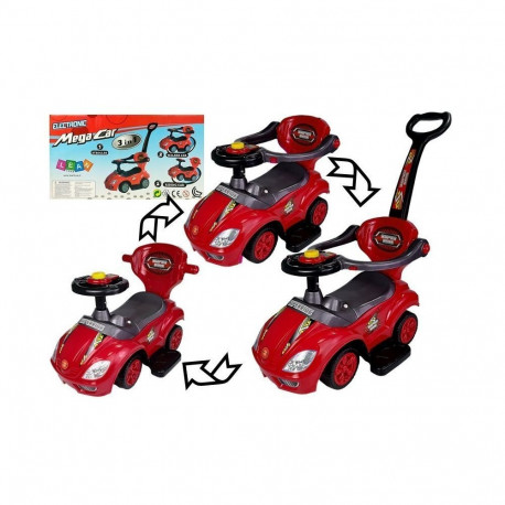 Mega Car laste pealeistutav auto 3in1 helisignaali ja panipaigaga, punane