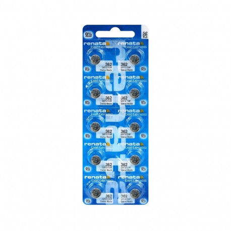 Battery - Renata 362 Silver Oxide 1.55V 2.1mm x 7.9mm Pack of 10