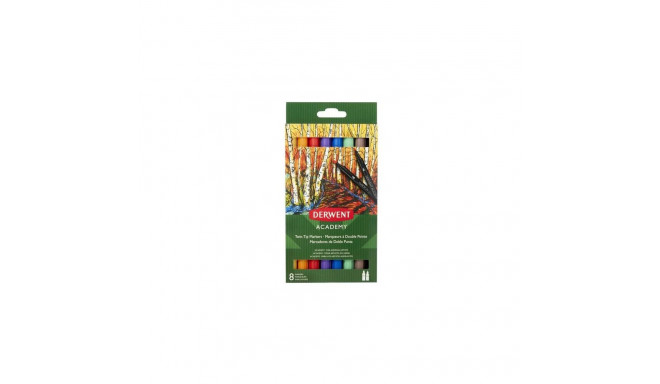 Derwent Academy Twin Tip Markers - Brush (8 Pack)