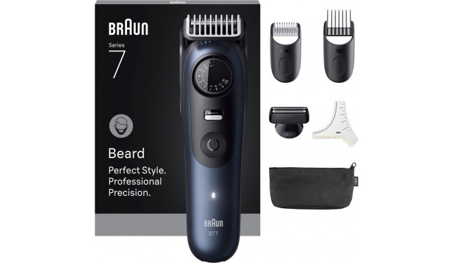 "Braun Series 7 Beard Trimmer BT7520 244909 Akku/Netz deep blue metallic 6 Aufsät"