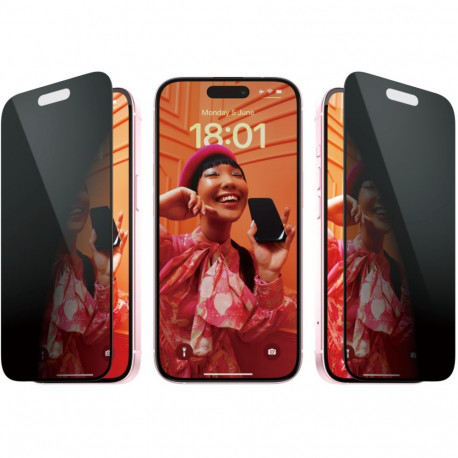 "PanzerGlass Privacy iPhone 15. UWF w. EasyAligner"