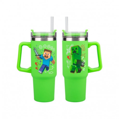 Paladone Minecraft Green 900ml Insulated Cup and Straw