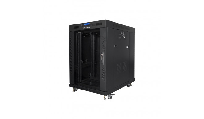 Lanberg põrandal seisev 19" 15U 600x800 must klaasuksega rack-kapp LCD V2