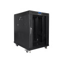 Lanberg floor-standing rack cabinet 19" 15U 600x800 black glass door LCD V2