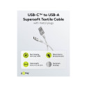Goobay USB-C to USB-A ülipehme tekstiilkaabel metallist pistikutega, 1 m, valge