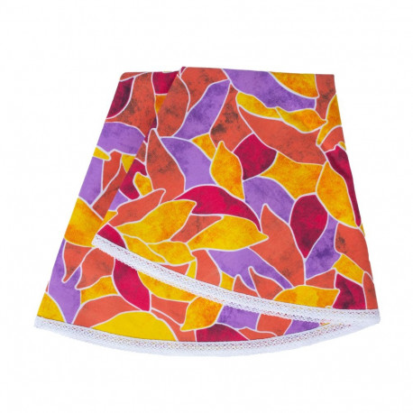 Laudlina LONETA NEW pitsiga, D170cm, punased lehed, 50% polüester, 50% puuvill, kangas 480