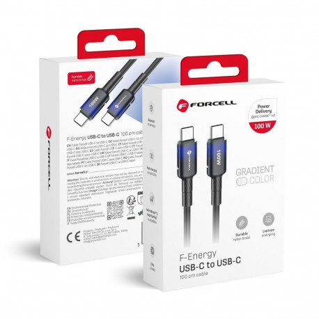 Cable USB C to USB C Forcell F-Energy QC4.0 PD 5A 100W Gradient 1 m C357 black