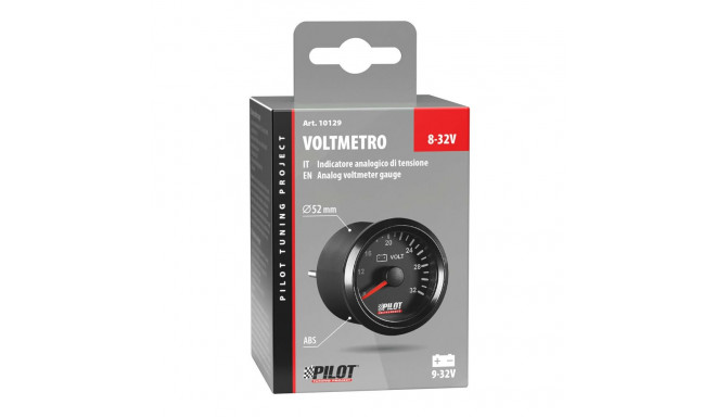 Voltmeeter läbimõõt 52 mm, must