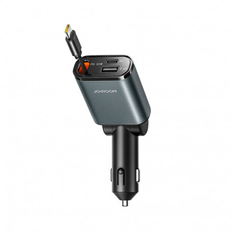 Joyroom JR-CCL07 3-in-1 Car Charger with Built-in Retractable Cable - Dark Gray