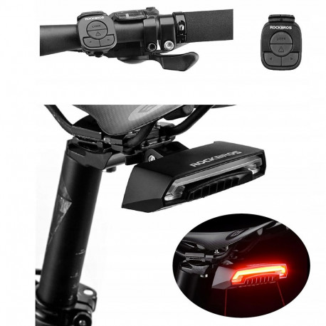 Rockbros LKWD-R1 Rear Bike Light with Laser and Remote Control + Micro USB - USB-A Cable - Black