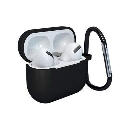 Case for AirPods 3 silicone soft case for headphones + keychain lobster clasp pendant black (case D)