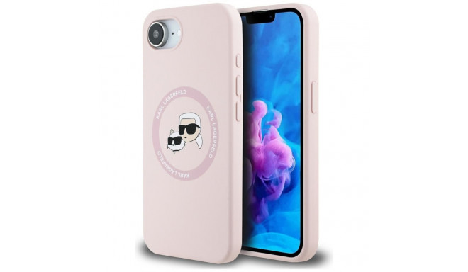 Karl Lagerfeld Silicone Karl&Choupette Heads MagSafe iPhone 16e Case - Pink