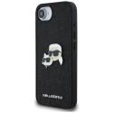 Karl Lagerfeld Fixed Glitter Karl&Choupette Heads Metal Pin iPhone 16e Case - Black
