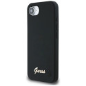 Guess Silicone Script Metal Logo MagSafe iPhone 16e Case - Black