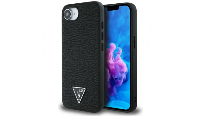 Guess Grained Triangle MagSafe case for iPhone 16e - black