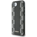 DKNY Leather Checkered Mono Pattern MagSafe iPhone 16e Case - Black