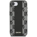 DKNY Leather Checkered Mono Pattern MagSafe iPhone 16e Case - Black