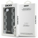 DKNY Leather Checkered Mono Pattern MagSafe iPhone 16e Case - Black