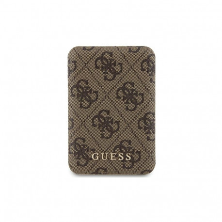 Guess Powerbank inductive 15W GUPB5FP4EMGW 5000mAh brown/brown 4G Leather Metal Logo MagSafe