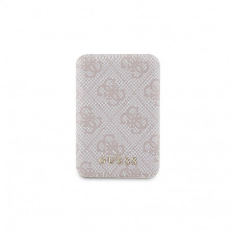 Guess Powerbank inductive 15W GUPB5FP4EMGP 5000mAh pink/pink 4G Leather Metal Logo MagSafe